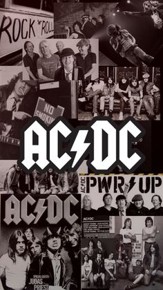 a collage of photos with the words ac / dc on it and pictures of people