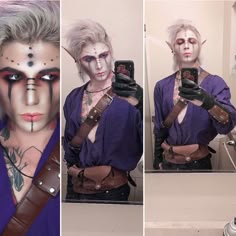 Male Fairy Makeup Ideas, Elf Makeup For Boys, Druid Makeup Men, Male Elf Makeup, Boy Elf Makeup, Dark Elf Male Makeup, Male Faun Makeup, Male Fairy Makeup, Male Elf Cosplay Makeup