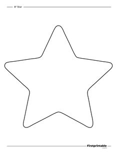 5 pointed - Rounded Star Template - 8 inch Outline