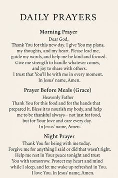 a poem written in black and white with the words'daily prayer'on it