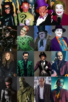 many different pictures of people dressed up as the joker and person from batman movie costumes