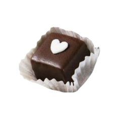 a piece of chocolate with a heart on it