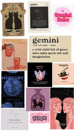 many different types of posters are shown together