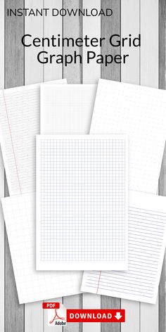 the printable graph paper is shown in three different sizes and colors, with text that reads