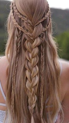 Long Gair Styles, Girl Hair Plaits, Fairy Braided Hairstyles, Braid For Women, Lots Of Braids, Got Braids, Multi Braids, Viking Braids For Women, Hair Styles For Long Hair Length Braids