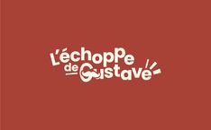 the logo for le chope de gustave, which is written in white on a red background