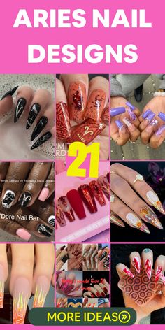 💅🔥 Embrace your fiery Aries spirit with these bold and dynamic nail designs that perfectly match your energetic and confident personality! Whether you're drawn to vibrant reds, metallic golds, or edgy geometric patterns, these nail art ideas are sure to make a statement and show off your Aries flair. Let your nails reflect your passionate nature with these fierce and fearless designs that will have you feeling like the fierce leader of the zodiac that you are! #AriesNailMagic #FireSignFabulous Aries Nail Ideas, Aries Nail Designs Short, Aires Nail Designs, Aires Nails Designs, Aries Themed Nails, Aries Inspired Nails, Birthday Nails Aries, Aries Season Nails, Aries Nail Art