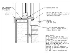 an architectural drawing showing the details for a window frame