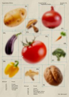 an image of vegetables and their names on a piece of paper that is printed out