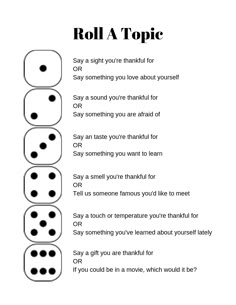 the rules for roll a topic with four dices in each row and one on top