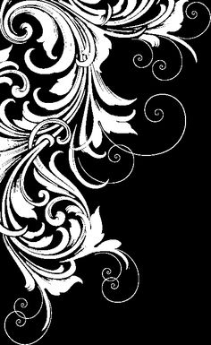 an artistic black and white design with swirls on it's side, in the middle