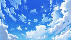 the sky is filled with clouds and blue water