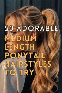 50 adorable medium-length ponytail hairstyles to try that offer a perfect mix of elegance and ease. From high, sleek ponies to low, relaxed styles, these ponytail looks are versatile and can be customized for any occasion. Add volume with textured waves, enhance with braids or twists, or opt for a classic smooth finish. Whether you're heading to the office, a workout, or a night out, these ponytail hairstyles bring flair and practicality to medium-length hair. Add a ribbon, scrunchie, or hairpin for a fun, personal touch! Bridal Ponytail, Straight Ponytail Hairstyles, Pony Hairstyles, Chic Ponytail, Wavy Ponytail, Straight Ponytail, Bubble Ponytail, Simple Ponytails, Ponytail Styles