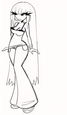 a drawing of a woman in a long dress holding a knife and looking at the camera