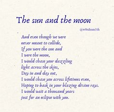 the sun and the moon poem written in blue ink
