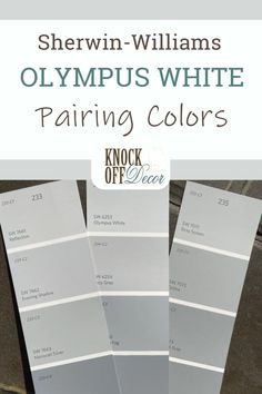 sherylin williams's olympic white paint colors with text overlaying them