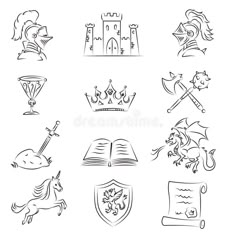 different symbols and designs for the design of books royalty illustration on white background stock photo