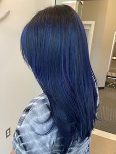 Blueberry Hair Color, Dark Blue Hair On Dark Brown Hair, Blueberry Hair, Midnight Blue Hair On Dark Hair, Navy Blue Hair On Brown Hair, Dark Dark Blue Hair, Dark Dark Dark Blue Hair, Dark Blue Hair On Black Hair, Blue Balayage