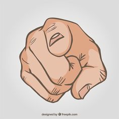 a drawing of a hand holding something in it's right hand with the thumb pointing down