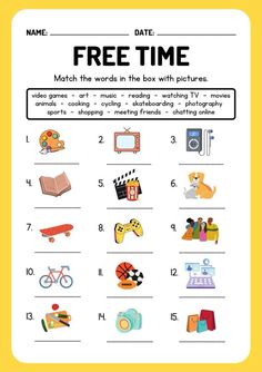 a printable worksheet for kids to learn how to use the free time