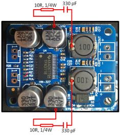 an electronic circuit with three different types of capacitors