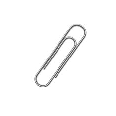 a metal paper clip on a white background