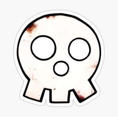 a white skull sticker with two eyes and one eye open, on a white background