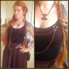 Modern Viking Outfit, How To Style Viking Accessories, How To Style Viking Jewelry, Casual Viking Style, Everyday Viking Style, Authentic Viking Fashion Inspiration, Norse Mythology Inspired Outfits, Norse Pagan Outfit, How To Style Thor's Hammer Pendant