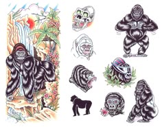 an image of gorillas with different tattoos on them
