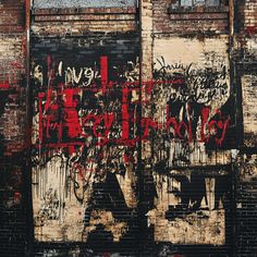 an old brick building with graffiti on it