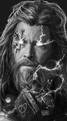 an image of thor with lightning coming out of his face