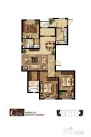 绿地中山公馆3室2厅2卫135.8㎡户型图