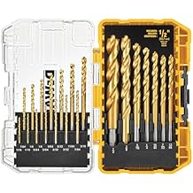 DEWALT Drill Bit Set, 21 Pc. Titanium Nitride Coated Pilot Point DEWALT Bit Set with Case for Wood, Metal and Plastic DW1361
