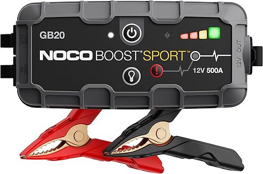 NOCO Boost GB20 500A UltraSafe Jump Starter 12V Lithium Battery Booster Pack, Portable Jump Box, Power Bank & Jumper Cables - for 4.0L Gas Engines