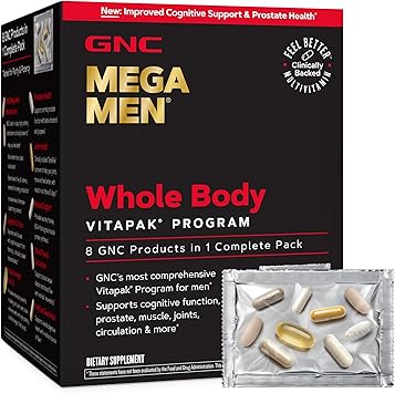 GNC Mega Men Whole Body Ultra Premium Vitapak Program for Men, Best Nutrition Pack for Male Wellness, Convenient, 8 Products in 1 Packet, with Clinically Proven Ingredients, Joint Support, 30 svgs