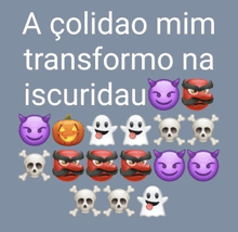 a collage of skulls and ghosts with the words a colidao mim transformo na iscuridau