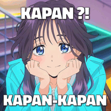 a picture of a girl with the words kapan written above her