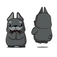 a cartoon drawing of two dogs with their paws folded