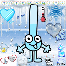 a picture of a cartoon character with a thermometer and the words thermomy on it