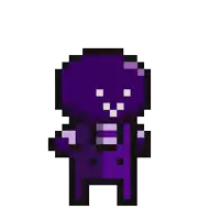 a pixel art of a purple monster on a white background