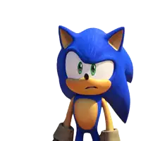 a close up of sonic the hedgehog 's face with a white background