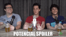 a group of men sitting at a table with potential spoiler written in the corner