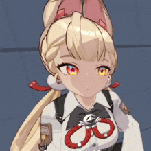 a close up of a girl 's face with the word exit on her chest