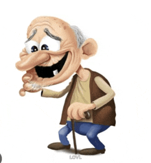 a cartoon of an old man with a cane
