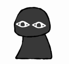 a drawing of a person wearing a black mask with two eyes .