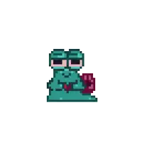 a pixel art of a snail with a heart coming out of its mouth