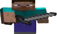 a minecraft character is holding a sword in his hands