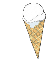 a drawing of an ice cream cone with chocolate ice cream