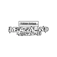 a black and white logo for duran duran 's medazzaland album