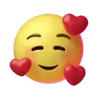 a yellow smiley face with red hearts around its face